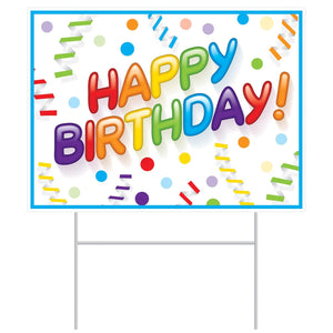 Plastic Happy Birthday Party Yard Sign - Bulk 6 Pack