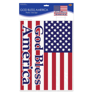 Bulk Plastic God Bless America Yard Sign (Case of 6) by Beistle