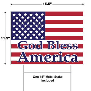 Bulk Plastic God Bless America Yard Sign (Case of 6) by Beistle