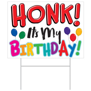 Plastic Honk! It's My Birthday Party Yard Sign - Bulk 6 Pack