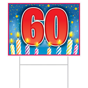 Plastic 60th Birthday Party Yard Sign - Bulk 6 Pack