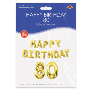 Bulk Happy Birthday  80  Balloon Streamer (Case of 6) by Beistle