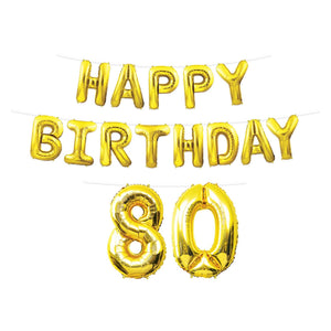 Happy Birthday Party 80th Balloon Streamer - Bulk 6 Pack