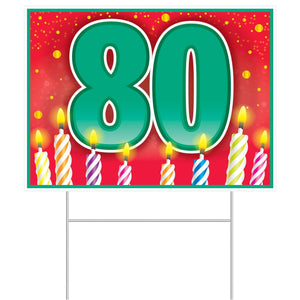 Plastic 80th Birthday Party Yard Sign - Bulk 6 Pack