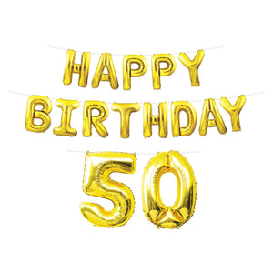 Happy Birthday Party 50th Balloon Streamer - Bulk 6 Pack