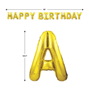 Bulk Happy Birthday Balloon Streamer - Gold (Case of 6) by Beistle