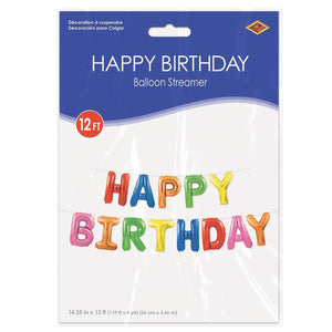 Bulk Happy Birthday Balloon Streamer - Multi-Color (Case of 6) by Beistle