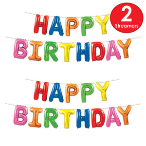 Bulk Happy Birthday Balloon Streamer - Multi-Color (Case of 6) by Beistle