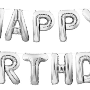 Bulk Happy Birthday Balloon Streamer -  Silver (Case of 6) by Beistle