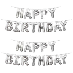 Bulk Happy Birthday Balloon Streamer -  Silver (Case of 6) by Beistle