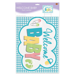 Bulk Plastic Welcome Baby Yard Sign (Case of 6) by Beistle