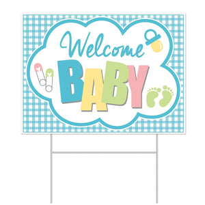 Plastic Welcome Baby Yard Sign - Bulk 6 Pack