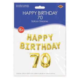 Bulk Happy Birthday  70  Balloon Streamer (Case of 6) by Beistle