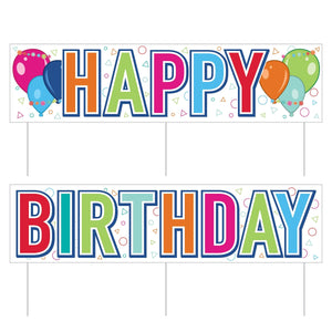 Plastic Jumbo Happy Birthday Party Yard Sign Set - Bulk 6 Pack