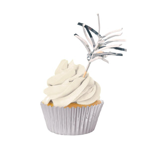 Bulk Metallic Cupcake Liners & Picks - Silver (Case of 144) by Beistle