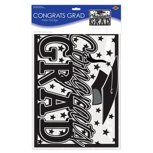 Beistle Bulk Black Plastic Congrats Grad Yard Sign - 6 Pack