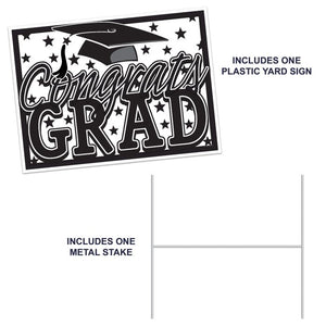 Beistle Bulk Black Plastic Congrats Grad Yard Sign - 6 Pack