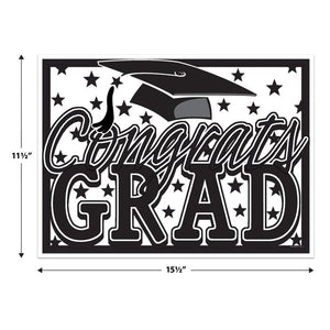 Beistle Bulk Black Plastic Congrats Grad Yard Sign - 6 Pack