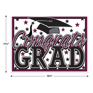 Beistle Bulk Burgundy Plastic Congrats Grad Yard Sign - 6 Pack