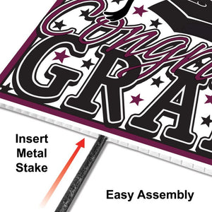 Beistle Bulk Burgundy Plastic Congrats Grad Yard Sign - 6 Pack