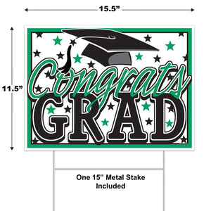 Bulk Plastic Congrats Grad Yard Sign (Case of 6) by Beistle