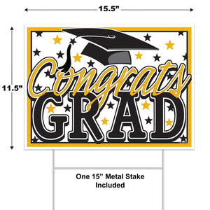 Bulk Plastic Congrats Grad Yard Sign (Case of 6) by Beistle