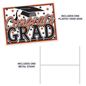 Beistle Bulk Orange Plastic Congrats Grad Yard Sign - 6 Pack