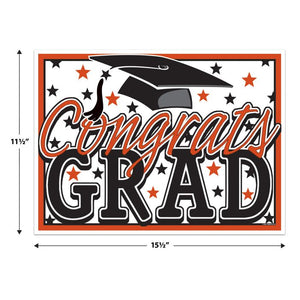 Beistle Bulk Orange Plastic Congrats Grad Yard Sign - 6 Pack