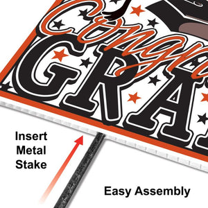 Beistle Bulk Orange Plastic Congrats Grad Yard Sign - 6 Pack