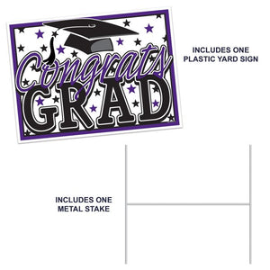 Beistle Bulk Purple Plastic Congrats Grad Yard Sign - 6 Pack