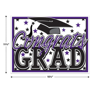 Beistle Bulk Purple Plastic Congrats Grad Yard Sign - 6 Pack