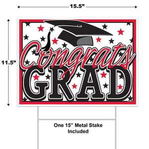 Bulk Plastic Congrats Grad Yard Sign (Case of 6) by Beistle