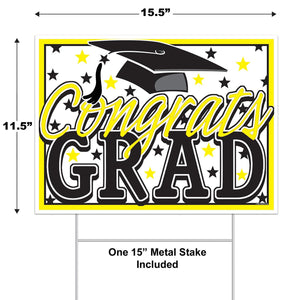 Bulk Plastic Congrats Grad Yard Sign (Case of 6) by Beistle