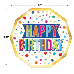 Bulk Happy Birthday Decagon Plates (Case of 96) by Beistle