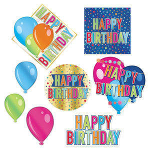 Foil Happy Birthday Party Cutouts - Bulk 96 Pack