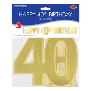 Bulk Foil Happy  40th  Birthday Streamer (Case of 12) by Beistle