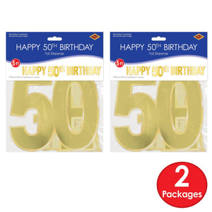 Bulk Foil Happy  50th  Birthday Streamer (Case of 12) by Beistle