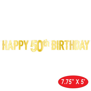 Bulk Foil Happy  50th  Birthday Streamer (Case of 12) by Beistle