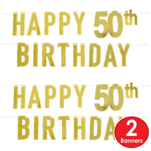 Bulk Foil Happy  50th  Birthday Streamer (Case of 12) by Beistle