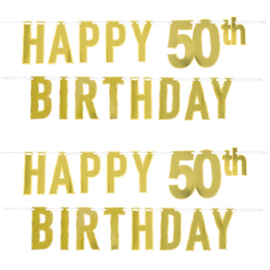 Bulk Foil Happy  50th  Birthday Streamer (Case of 12) by Beistle