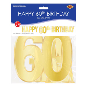 Bulk Foil Happy  60th  Birthday Streamer (Case of 12) by Beistle