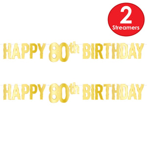 Bulk Foil Happy  80th  Birthday Streamer (Case of 12) by Beistle