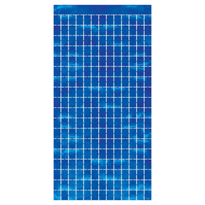 Blue Metallic Party Square Curtain - Bulk 6 Pack