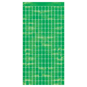 Green Metallic Party Square Curtain - Bulk 6 Pack