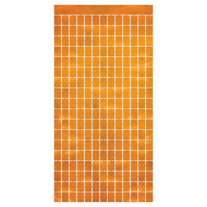 Orange Metallic Party Square Curtain - Bulk 6 Pack