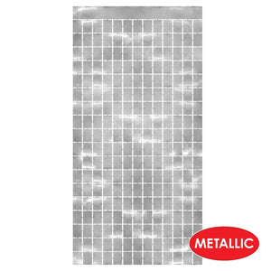 Bulk Metallic Square Curtain - Silver (Case of 6) by Beistle