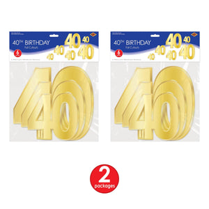 Bulk Foil  40  Birthday Cutouts (Case of 72) by Beistle