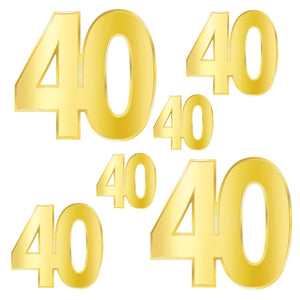 Foil 40th Birthday Party Cutouts - Bulk 72 Pack