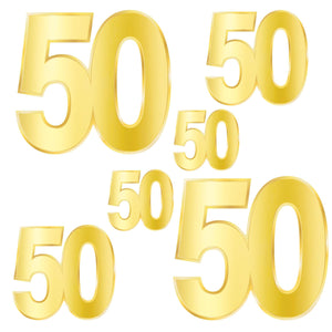 Foil 50th Birthday Party Cutouts - Bulk 72 Pack