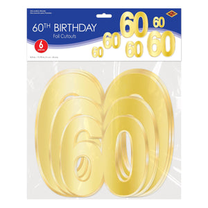 Bulk Foil  60  Birthday Cutouts (Case of 72) by Beistle